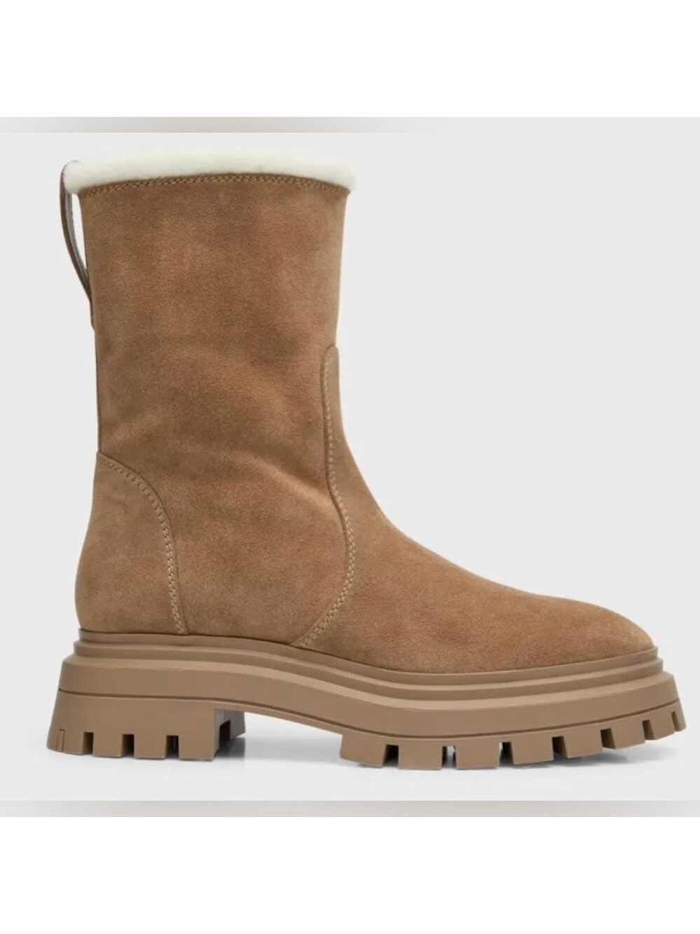 Stuart Weitzman Bedford Chill Genuine Shearling Lined Moto Suede Booties - NWT